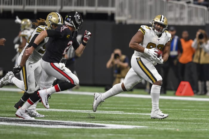 Saints DT Shy Tuttle intercepts Falcons QB Matt Ryan